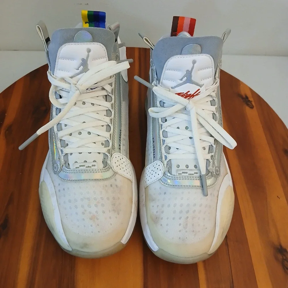 Jordan 34 Unite Mens 7.5 White Basketball Shoes Sneakers AR3240-101